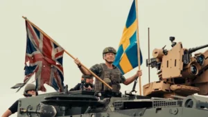 BRUCE DICKINSON chega de tanque a festival na Suécia